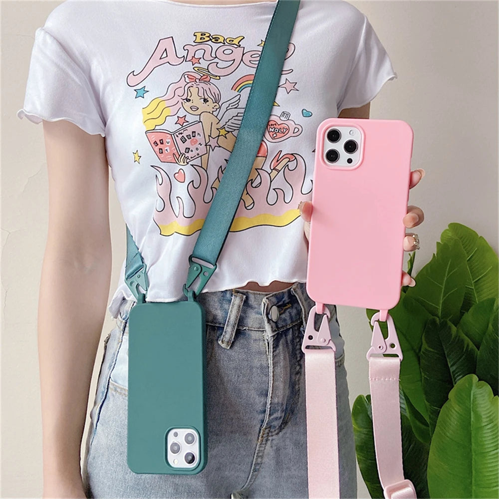 Strap Lanyard Matte Silicone Case