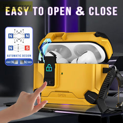 Cover for air pods pro 2nd 2023 Full Protect Pop-Up Lid Open case&Magnetic Lock&Phone-Stand Design for Men AirPods Pro 2/1 Case