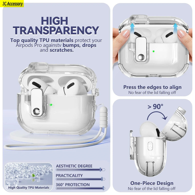 Cover for air pods pro 2 Shockproof Protective Cover Automatic Pop-up Case for air pods Safety lock design for airpod 4 Case